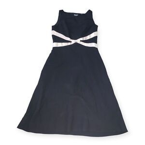 Ann Taylor Front Bow Black & Cream Sleeveless Flowy Dress Size 6